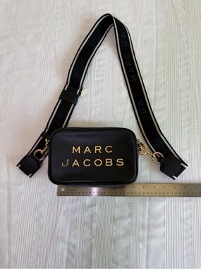 Marc Jacobs Black Leather Logo Belt Bag with Gold Hardware